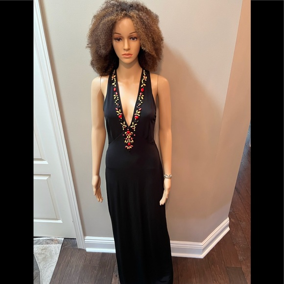 Victoria’s Secret Black Halter Dress with Gorgeous Beaded Neck Detail. SizeM - Picture 2 of 10